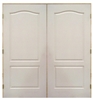 72 in x 80 in, Arch Top, 2 Panel, Textured, Hollow Core, Double Prehung Door, Stainless Steel Hinges, 2-1/8 in Colonial Casing